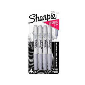 Sharpie Metallic Permanent Marker, Fine Tip, Gray/Silver, 4/Pack