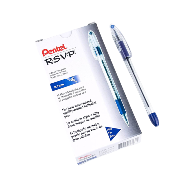 Pentel R.S.V.P. Ballpoint Pens, Fine Point, Blue Ink, Dozen