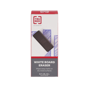 TRU RED Durable Dry Erase Eraser, Black, 12/Pack
