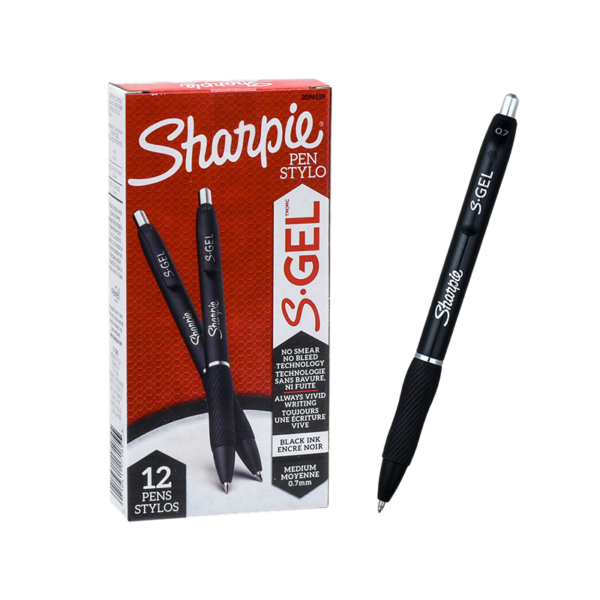 Sharpie S-Gel Retractable Gel Pen, Medium Point, Black Ink, Dozen