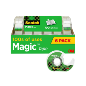 Scotch Magic Invisible Clear Tape With Dispenser, 0.75 x 18 yds., 1 Core, Transparent, 6 Rolls/Pack