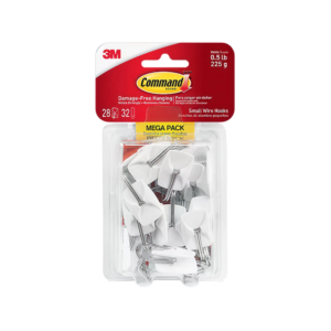 Command Small Wire Toggle Hooks, 0.5 lb, White, 28/Pack