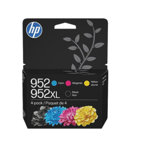HP 952XL/952 Black High Yield and Cyan/Magenta/Yellow Standard Yield Ink Cartridge, 4/Pack