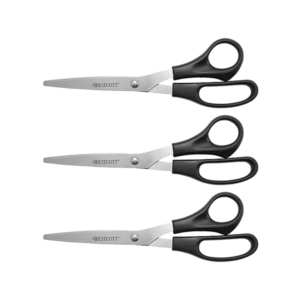 Westcott All Purpose 8 Stainless Steel Standard Scissors, Pointed Tip, Black, 3/Pack