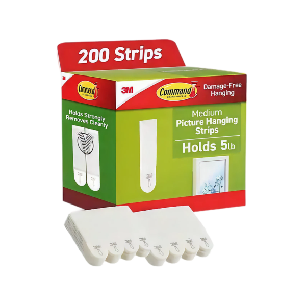 Command Medium Hanging Strip, White, 200 Command Strips/Pack