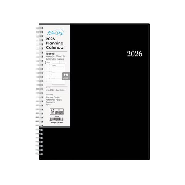 2026 Blue Sky Enterprise 8.5 x 11 Weekly & Monthly Planner, Plastic Cover, Black