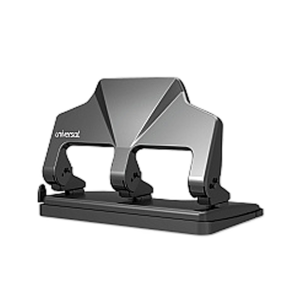 AbilityOne SKILCRAFT Chip Tray Light-duty Metal 3-Hole Punch, 3 Punch Head, 15 Sheet Capacity, 9/32, Metallic, Black