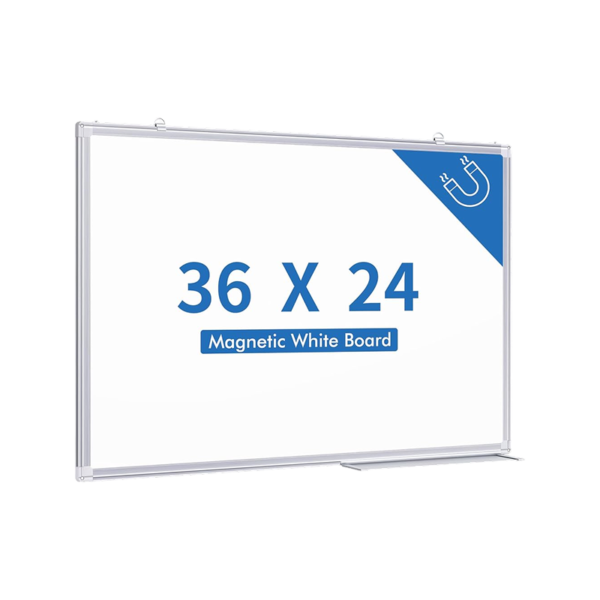 AbilityOne SKILCRAFT Aluminum Frame Total Erase White Board, 36 Width x 24 Height, White, Titanium Aluminum Frame, Film