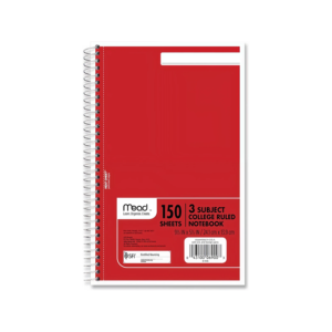 AbilityOne Recycled Notebook, College Rule, 9 1/2 x 6, White, 150/Pad, 3/PK