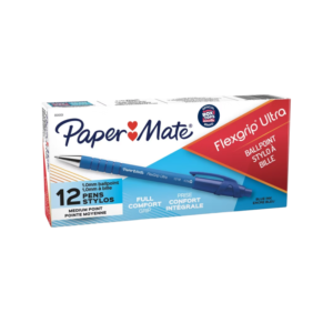 Paper Mate FlexGrip Ultra Retractable Ballpoint Pen, Medium Point, Blue Ink, 12/Pack