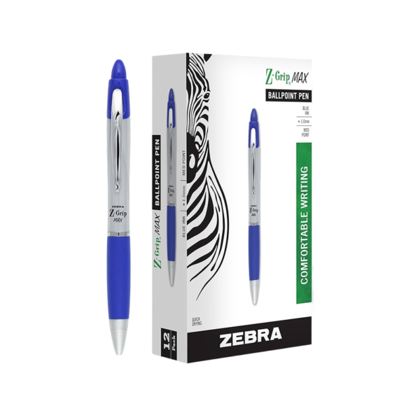 Zebra Z-Grip Flight Retractable Ballpoint Pen, Bold Point, 1.2mm, Blue Ink, Dozen