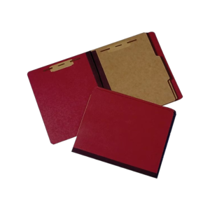 AbilityOne SKILCRAFT Pressboard Classification Folder, Letter Size, 2 Dividers, Earth Red