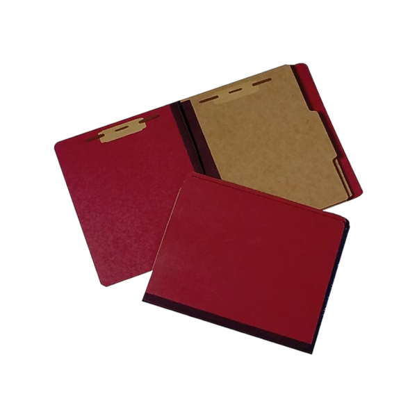 AbilityOne SKILCRAFT Pressboard Classification Folder, Letter Size, 2 Dividers, Earth Red