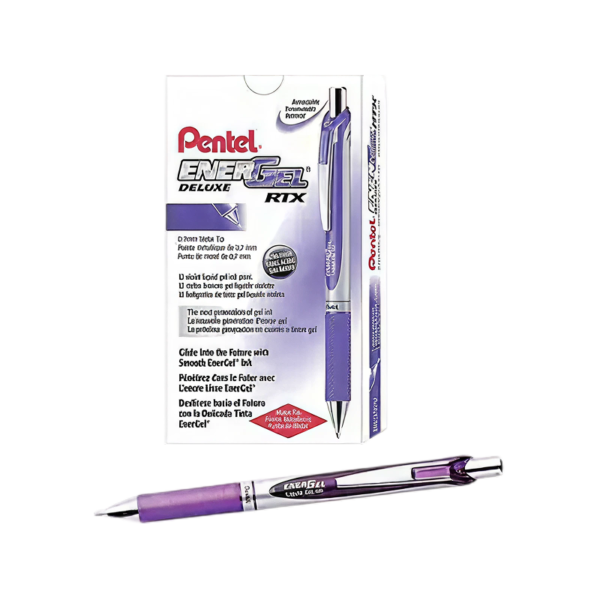 Pentel EnerGel RTX Retractable Gel Pens, Medium Point, Purple Ink, Dozen