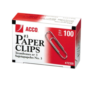 ACCO #3 Economy Paper Clips, Silver, 100/Box, 10 Boxes/Pack