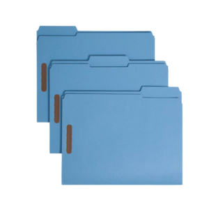 Smead Fastener File Folders, 2 Fasteners, Reinforced 1/3-Cut Tab, Letter Size, Blue, 50/Box