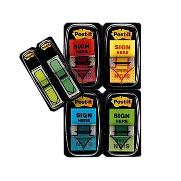 Post-it Sign Here Message Flags Value Pack, .94 Wide, Assorted Colors, 200 Flags/Pack plus Bonus Arrow Flags