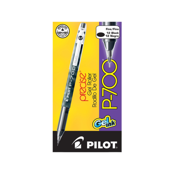 Pilot Precise P-700 Gel Pens, Fine Point, Black Ink, Dozen