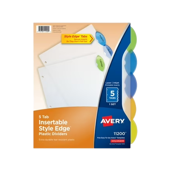 Avery Big Tab Write & Erase Paper Dividers, 5 Tabs, Multicolor, Gold Reinforced