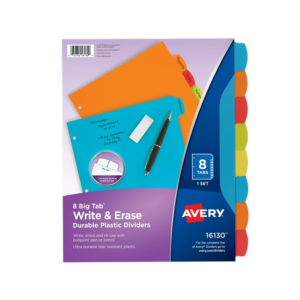 Avery Big Tab Write & Erase Paper Divider, 8 Tabs, Multicolor, 1 Set