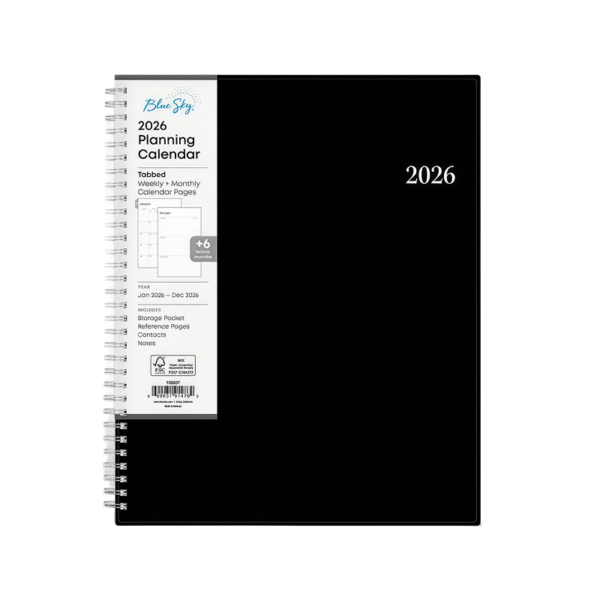 2026 Blue Sky Enterprise 8.5 x 11 Weekly & Monthly Planner, Plastic Cover, Black