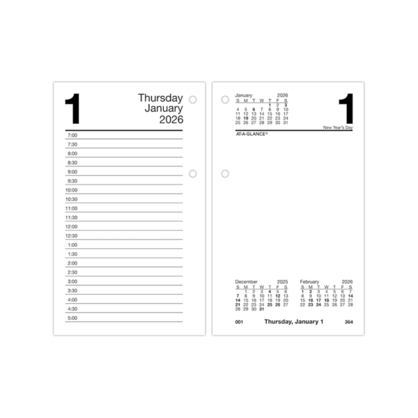 2026 AT-A-GLANCE 6 x 3.5 Daily Calendar Refill Pages, White