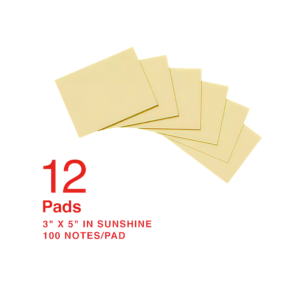 Staples Ultra Sticky Notes, 3 x 5, Sunshine Collection, 100 Sheets/Pad, 12 Pads/Pack