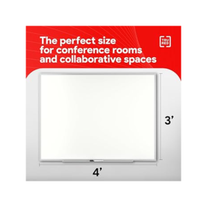 TRU RED Melamine Dry Erase Board, Gray Frame, 4′ x 3′
