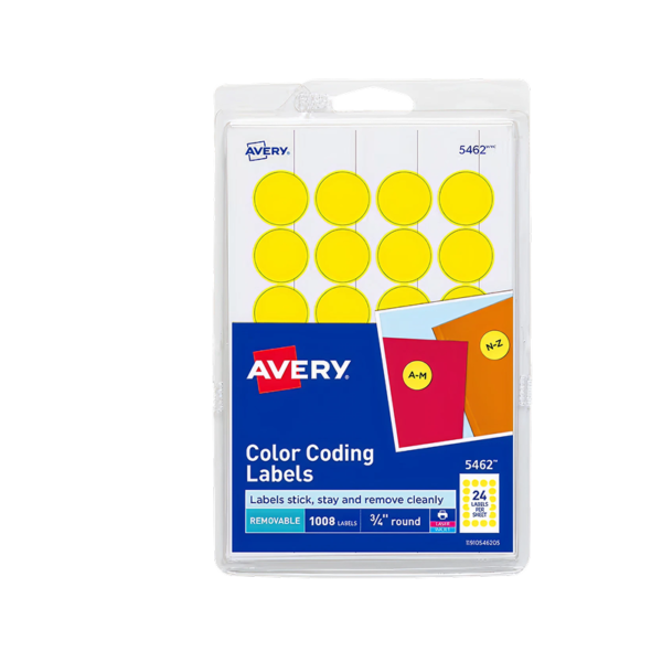 Avery Laser/Inkjet Color-Coding Labels, 3/4 Dia, Yellow, 1,008 Labels/Pack