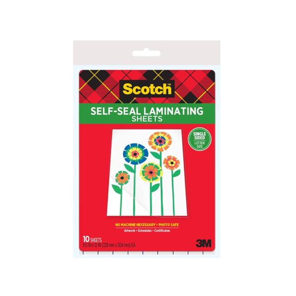 Scotch Self Sealed Single-Sided Laminating Sheets, Letter Size, 10/Pack
