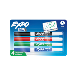 Expo Dry Erase Markers, Ultra Fine Tip, Assorted Colors, 4/Pack