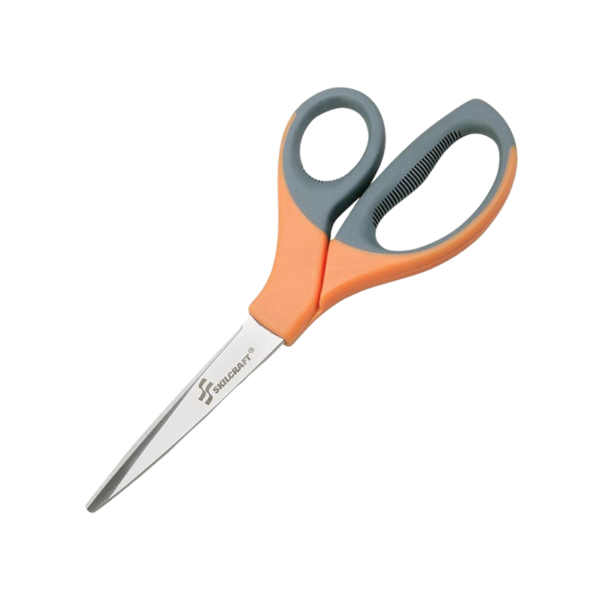 AbilityOne SKILCRAFT Bent Scissors/Trimmers, Stainless Steel, Orange/Black