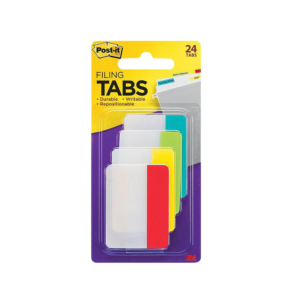 Post-it Durable Tabs, 2 Wide, Assorted Colors, 24 Tabs/Pack