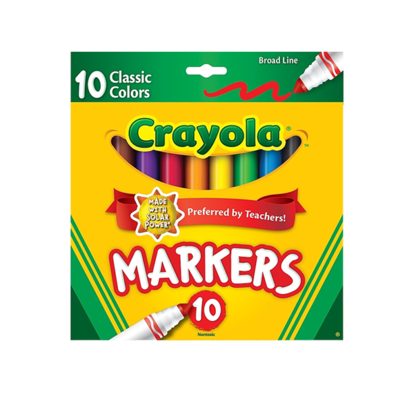 Crayola Kids Markers, Broad Line, Assorted Colors, 10/Pack