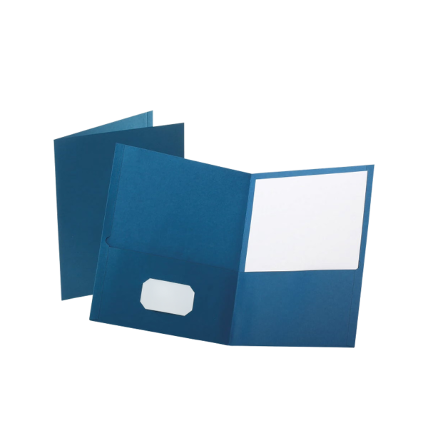 Staples Glossy 2-Pocket Paper Folder, Light Blue, 10/Pack