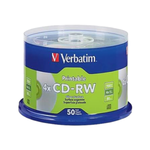 Verbatim 12x CD-RW, Silver Inkjet Printable, 50/Pack