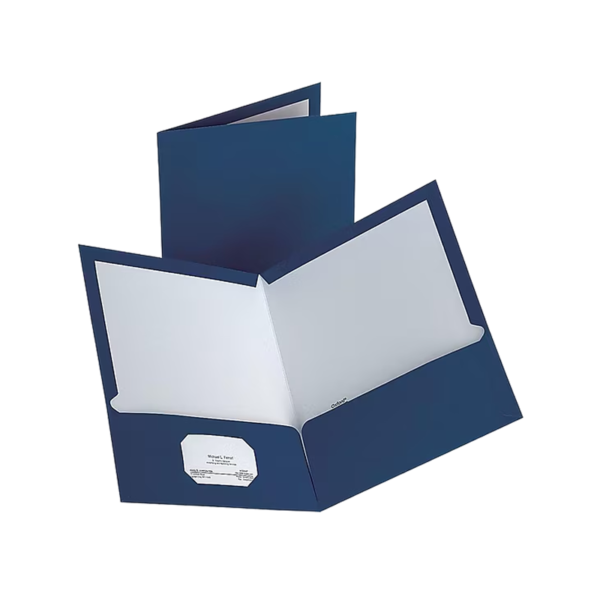 Staples Glossy 2-Pocket Paper Folder, Dark Blue, 10/Pack