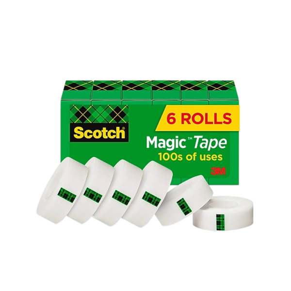 Scotch Magic Invisible Clear Tape With Dispenser, 0.75 x 27.77 yds., 6 Rolls/Pack