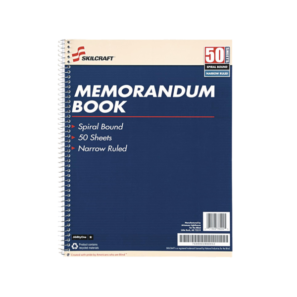 SKILCRAFT 1-Subject Professional Notebooks, 8.5 x 11, 50 Sheets, Blue, 12/Pack