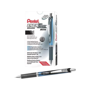Pentel EnerGel Deluxe RTX Retractable Gel Pens, Medium Point, 0.7mm, Black Ink, Dozen