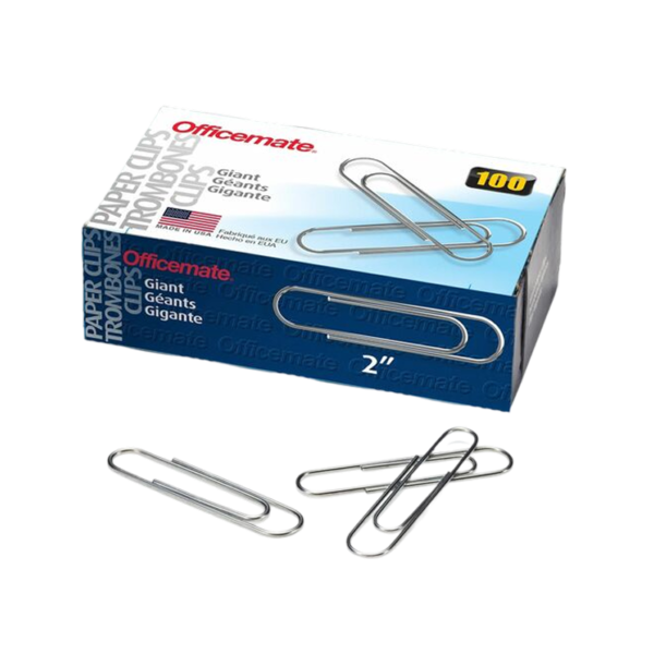 Officemate Jumbo Paper Clips, Silver, 100 Clips/Pack