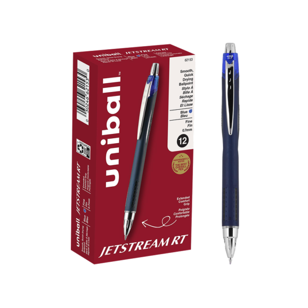uni-ball JETSTREAM RT Retractable Ballpoint Pens, Fine Point, 0.7mm, Blue Ink, Dozen