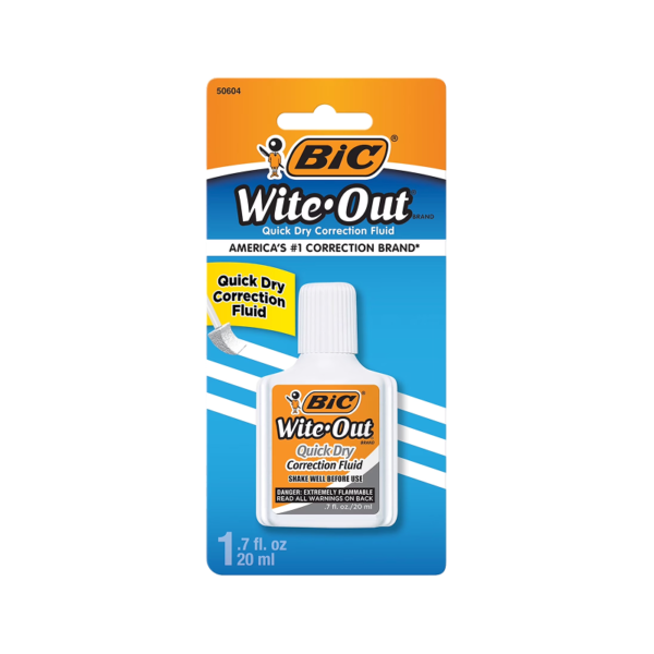 BIC Wite-Out Quick Dry Correction Fluid, 20 ml., White
