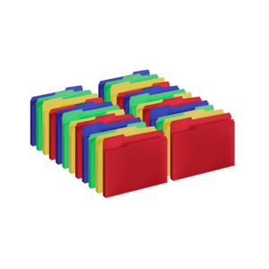 Staples Heavyweight Reinforced File Folders, 1/3-Cut Tab, Letter Size, Assorted Colors, 24/Pack