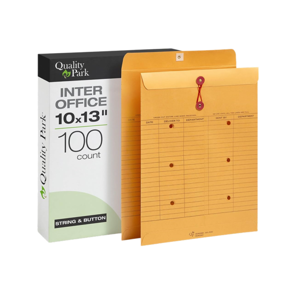 Staples Button & String Inter-Departmental Kraft Envelopes, 10 x 13, Brown, 100/Box