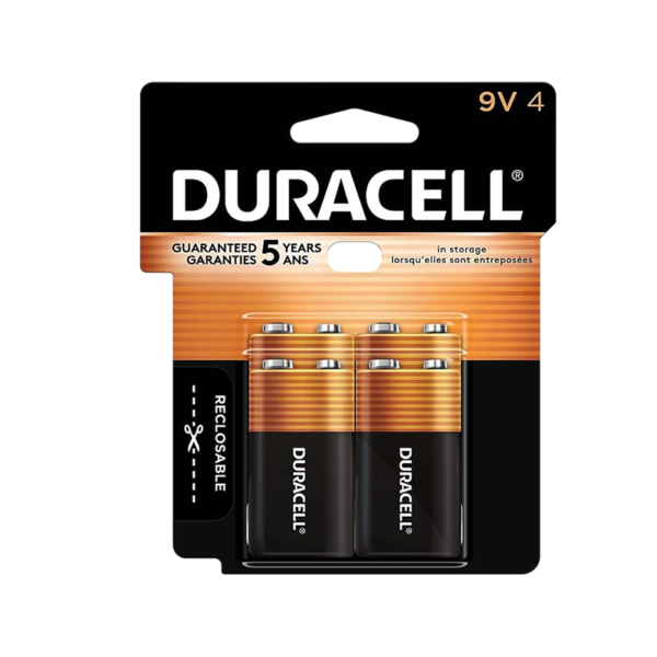 Duracell Coppertop 9V Alkaline Battery, 4/Pack