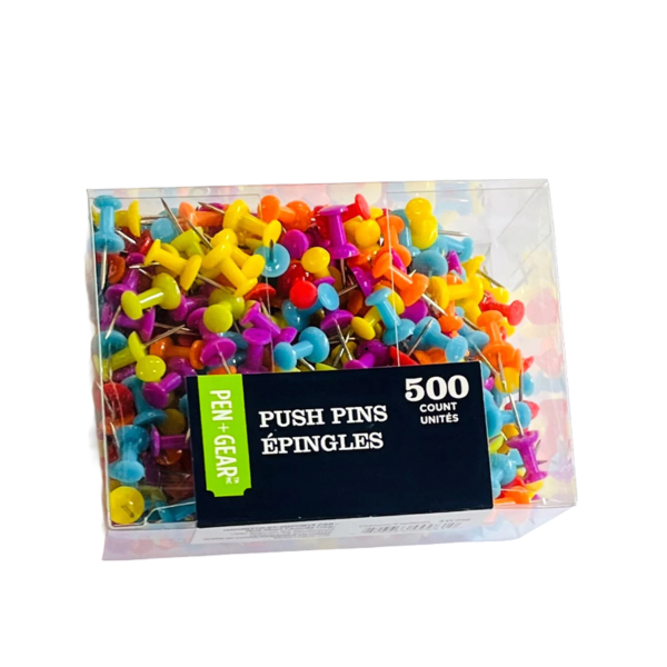 Staples Push Pins, Assorted, 500/Pack