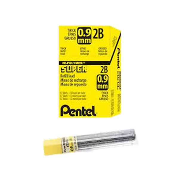 Pentel Super Hi-Polymer Lead Refill, 0.9mm, 15/Leads