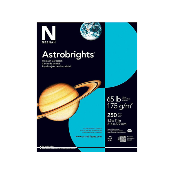 Astrobrights Cardstock Paper, 65 lbs, 8.5 x 11, Lunar Blue, 250/Pack