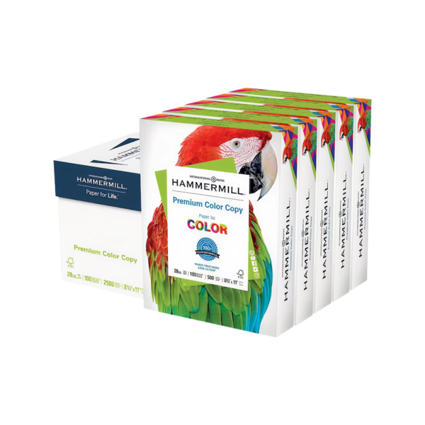 Hammermill 8.5 x 11 Premium Color Copy Paper, 28 lbs., 100 Brightness, 2500 Sheet/Carton